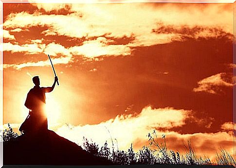  bushido follower at sunset representing the phrases of the samurai