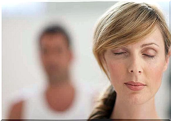 woman with closed eyes keeping mind control