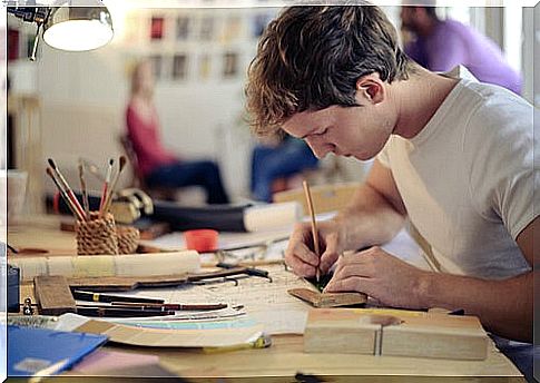 Man creating in his studio