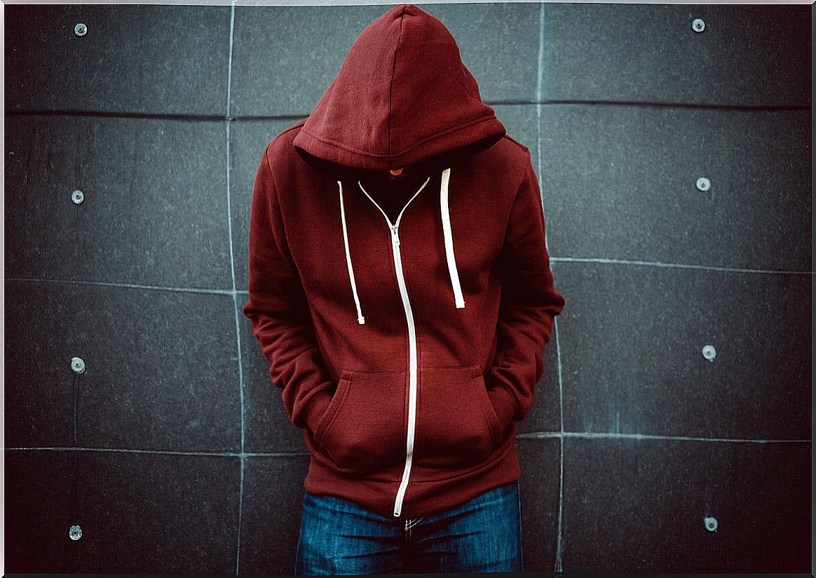 Hooded boy representing the Brain of violent people