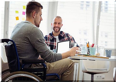 Boy in wheelchair