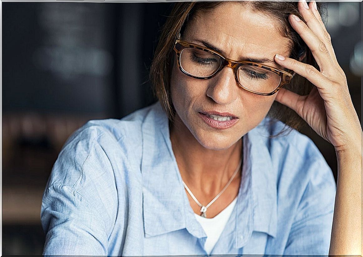 Stressed woman at home