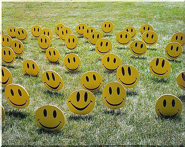 Yellow smiley faces symbolizing happy people