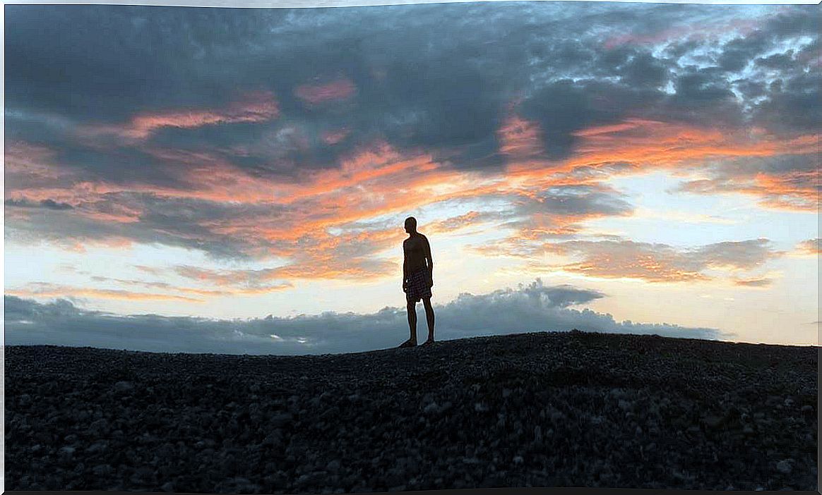 Man on the horizon thinking about reducing fear of death