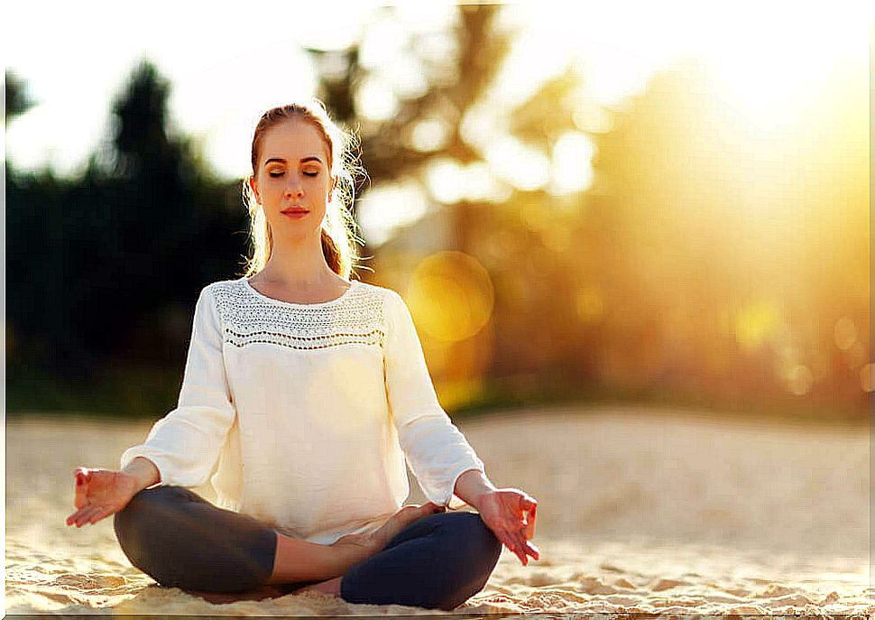 Woman meditating to be able to speak fluently