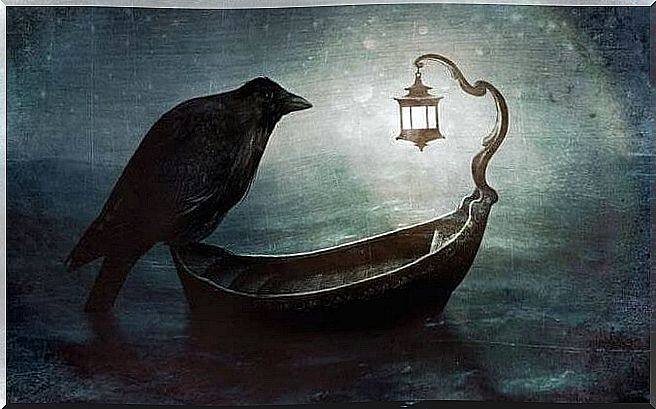 Raven symbolizing the fear of dying