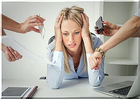 Woman burdened by techno-stress