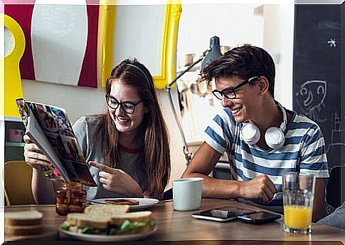 Teens with a magazine