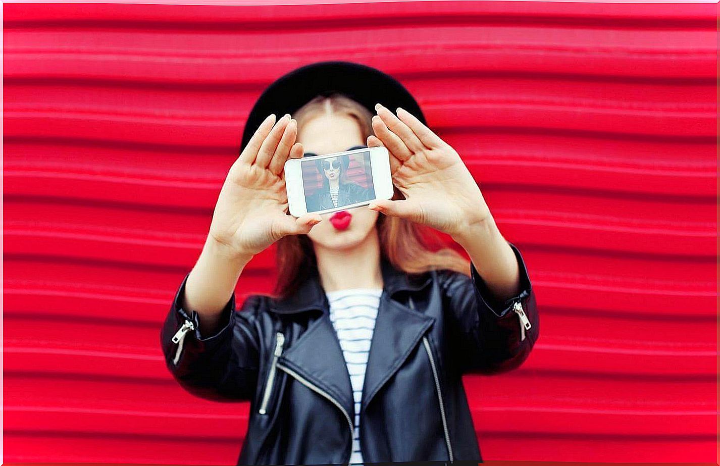 Woman taking a selfie