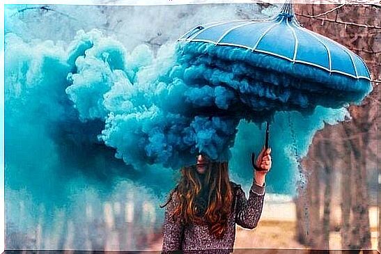 Chcia with umbrella and smoke representing when emotions overwhelm you