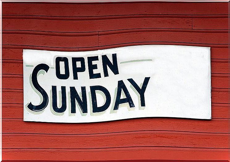 Poster with phrase open on sunday